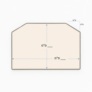 זכוכית לקמין לפי מידה בצורת מלבן עם חיתוך צדדי