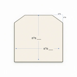 זכוכית לקמין לפי מידה בצורת ריבוע עם חיתוך צדדי
